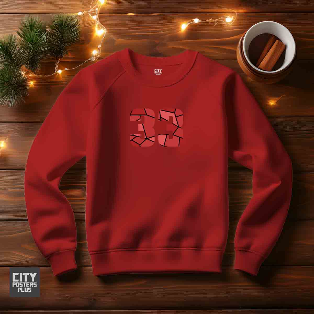 33 Number Unisex Sweatshirt (Red)