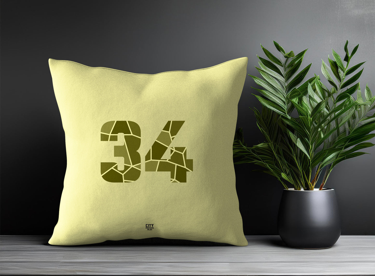 34 Number Pillow Case and Pillow Throw (Butter Yellow)