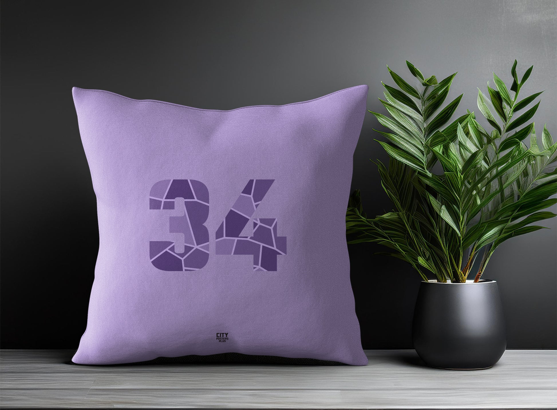 34 Number Pillow Case and Pillow Throw (Iris Lavender)
