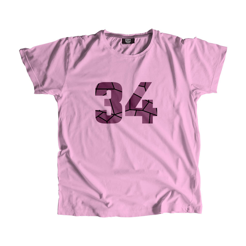 34 Number Men Unisex T-Shirt (Light Pink)