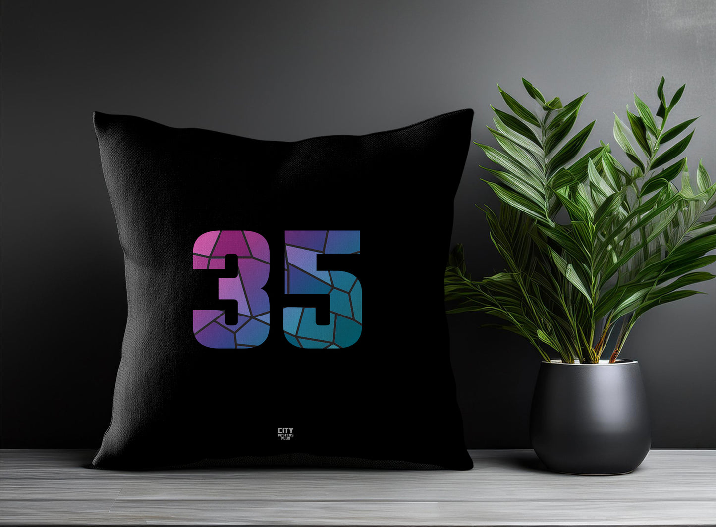 35 Number Pillow Case and Pillow Throw (Black)
