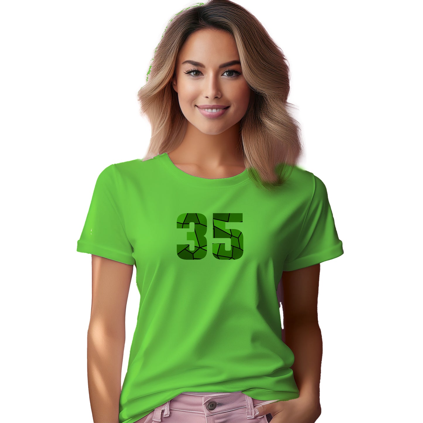 35 Number Women T-Shirt (Liril Green)