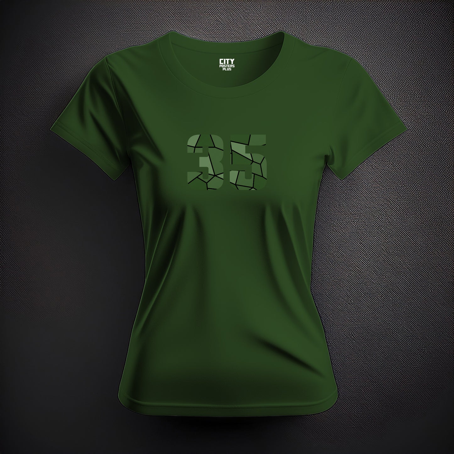 35 Number Women T-Shirt (Olive Green)