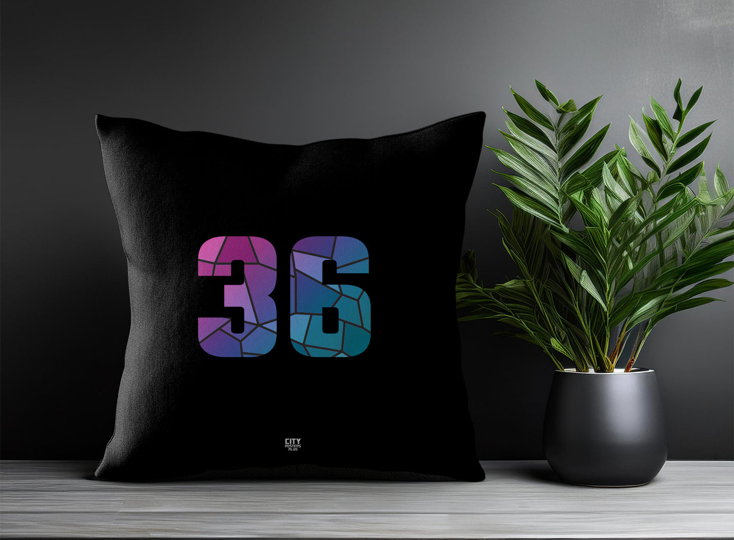 36 Number Pillow Case and Pillow Throw (Black)