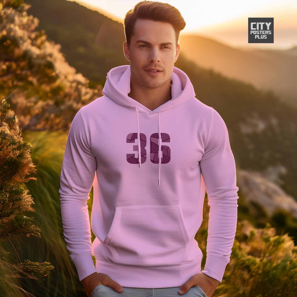 36 Number Unisex Hoodie (Light Pink)