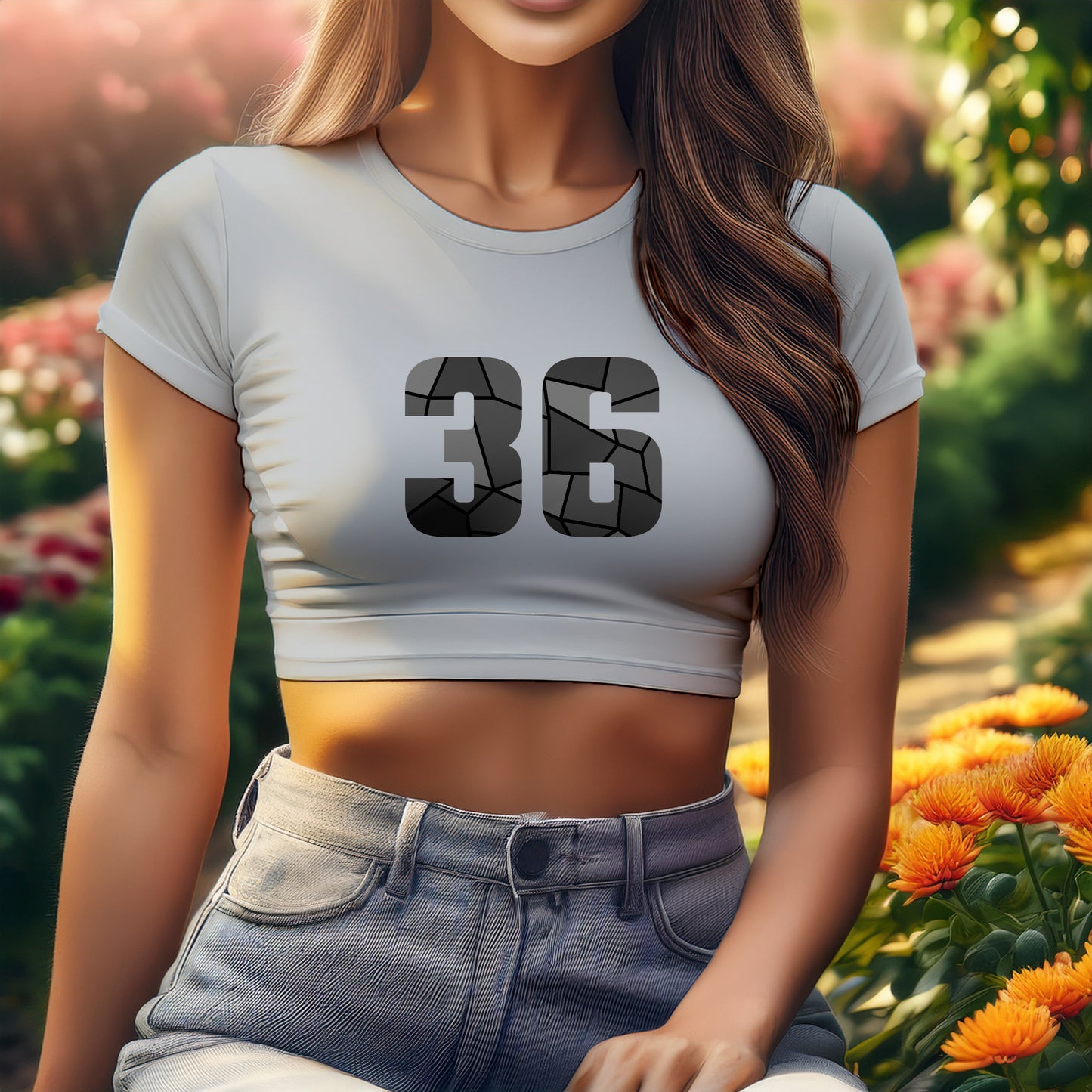 36 Number Women Crop Top (Melange Grey)