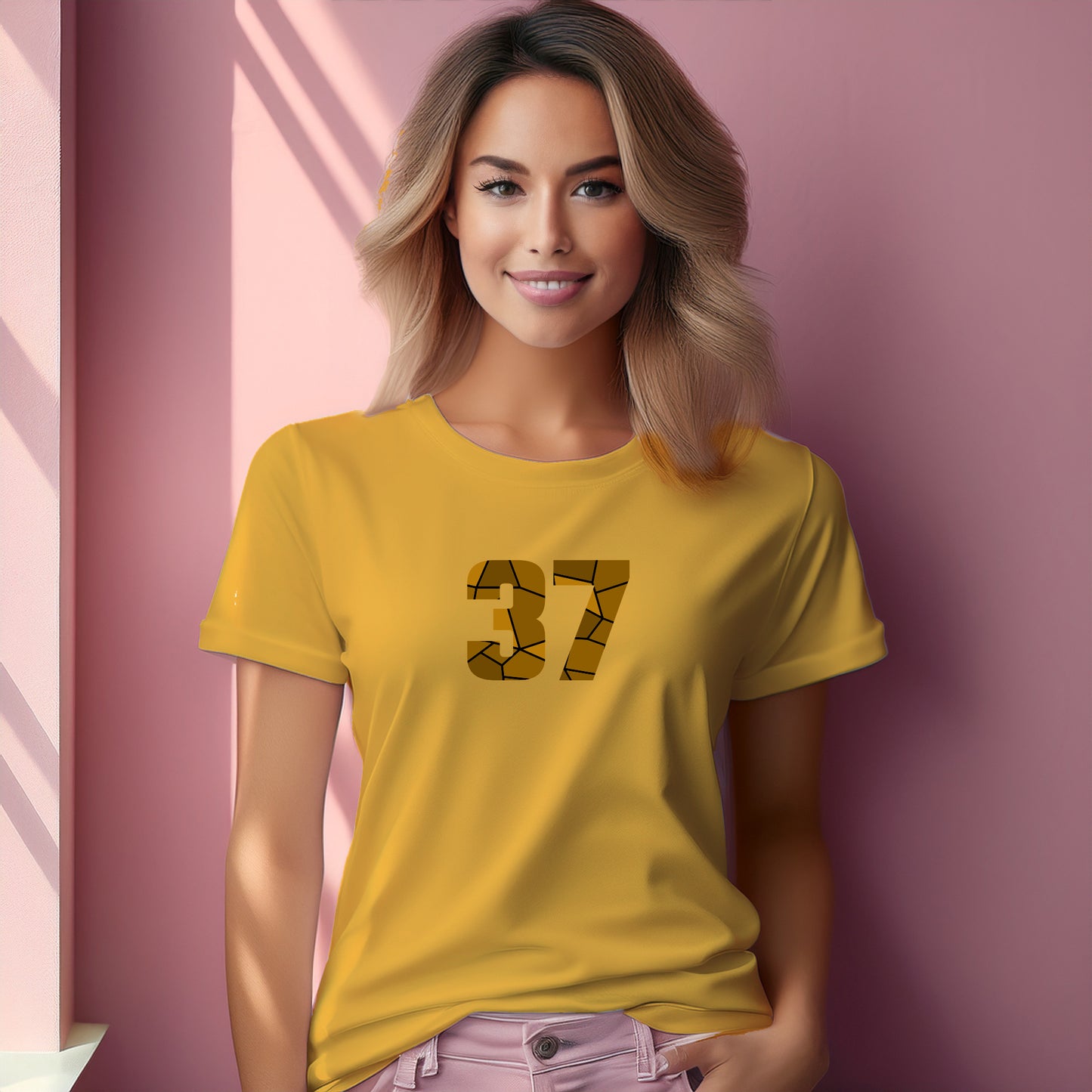 37 Number Women T-Shirt (Golden Yellow)