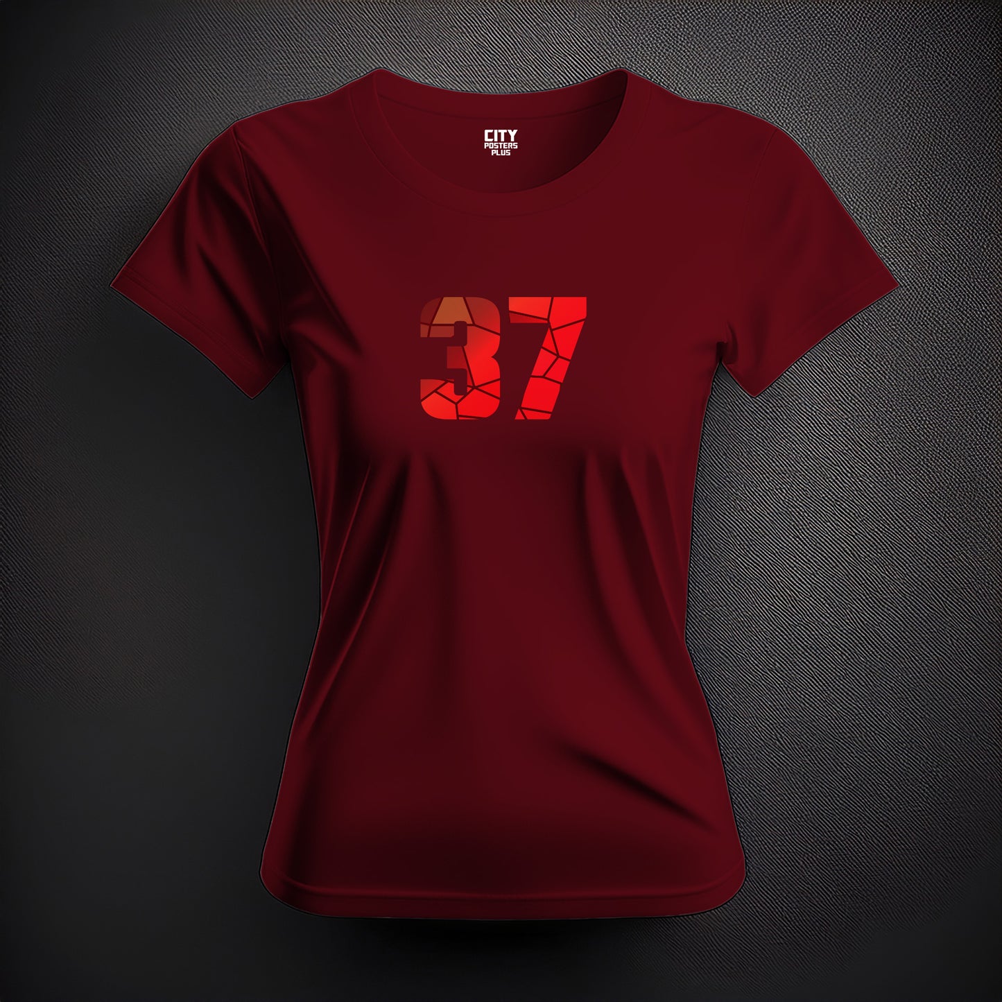 37 Number Women T-Shirt (Maroon)