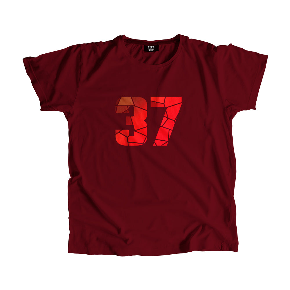 37 Number Men Unisex T-Shirt (Maroon)
