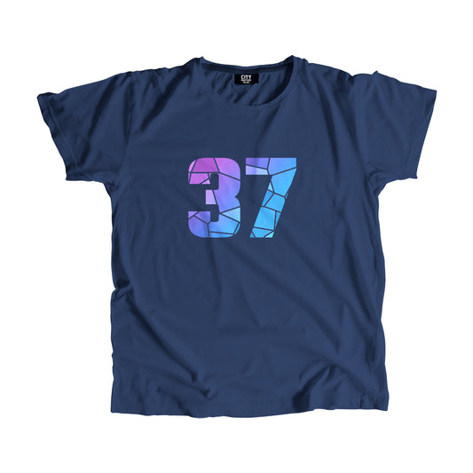 37 Number Men Unisex T-Shirt (Navy Blue)