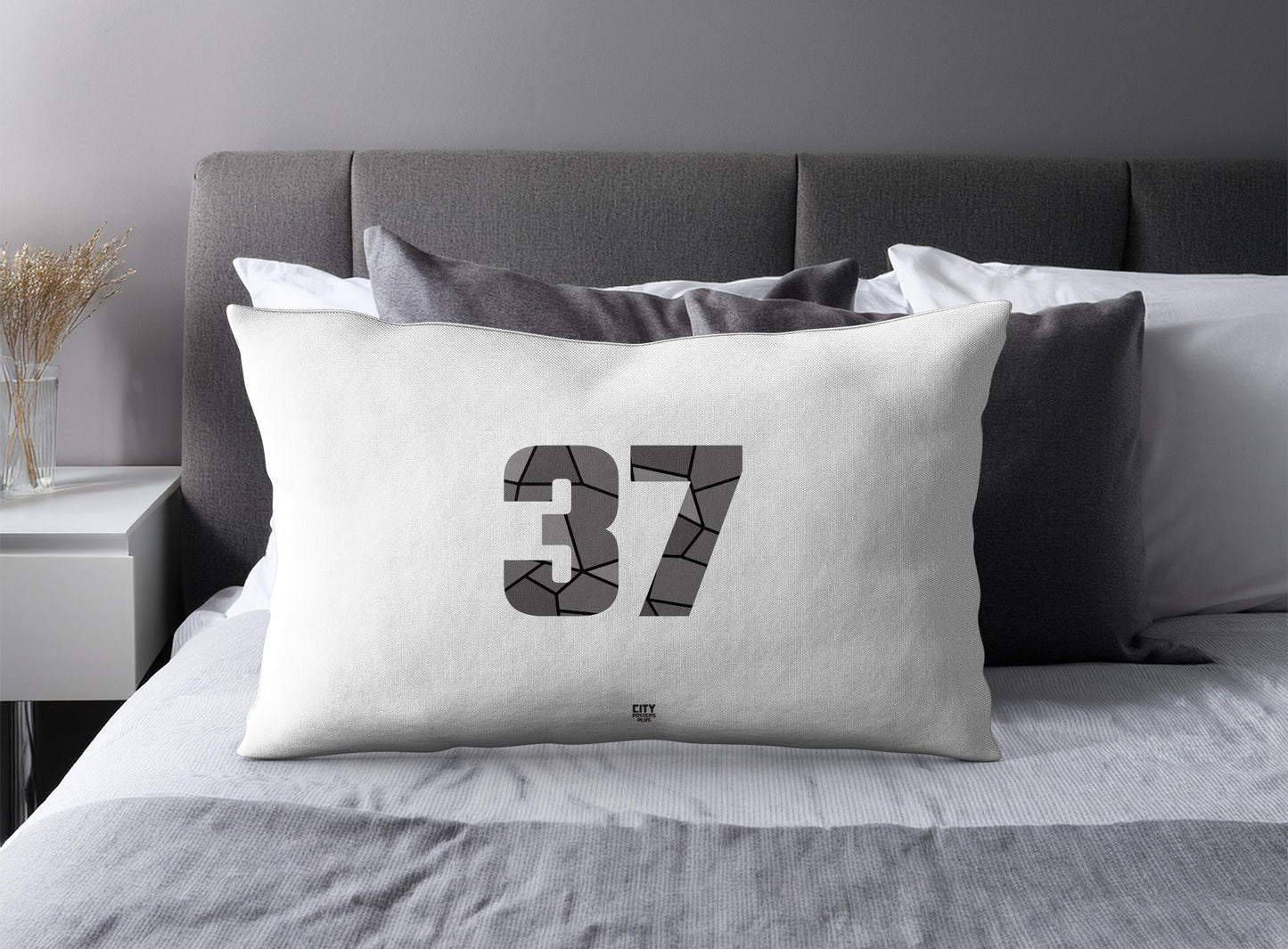 Print Deliver Plus 37 Number Pillow Case and Pillow Throw (White)