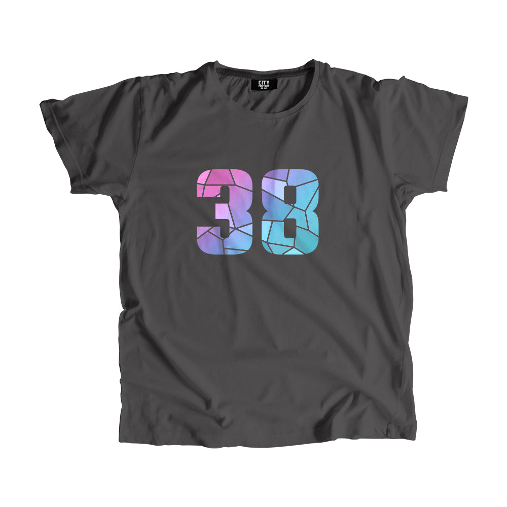 38 Number Men Unisex T-Shirt (Charcoal Grey)