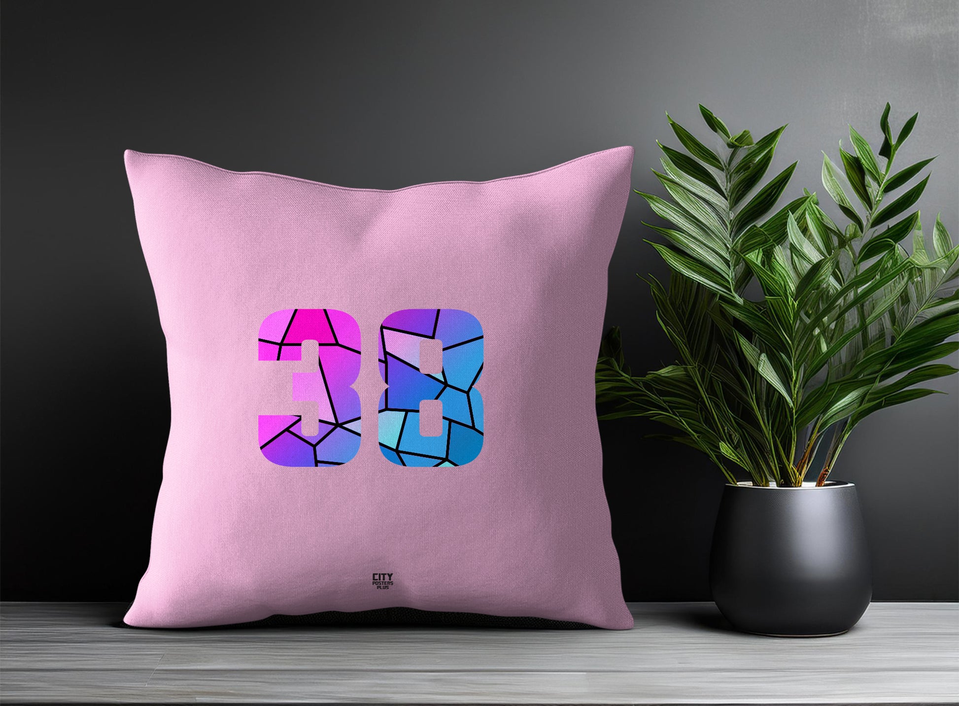 38 Number Pillow Case and Pillow Throw (Light Pink)