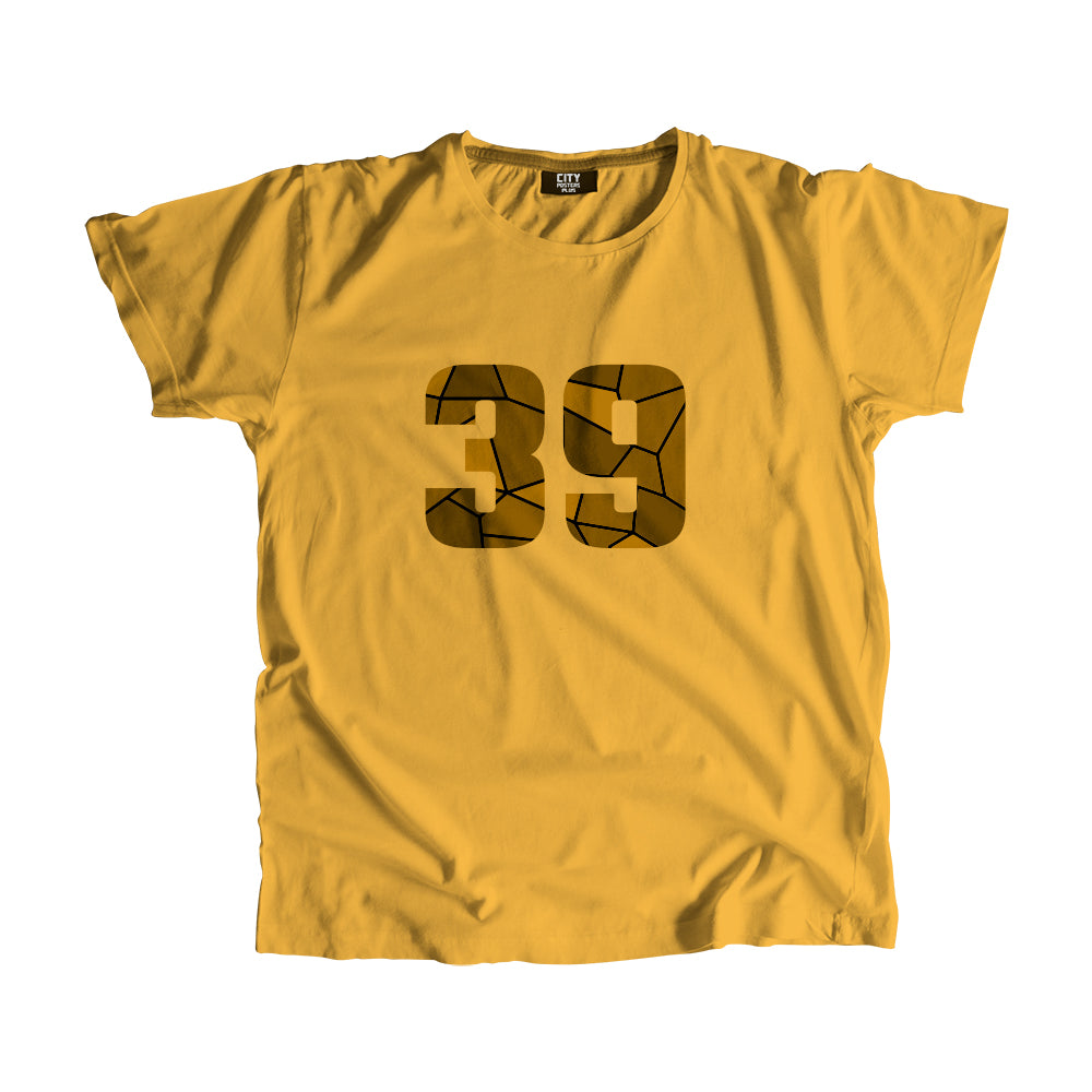 39 Number Men Unisex T-Shirt (Golden Yellow)