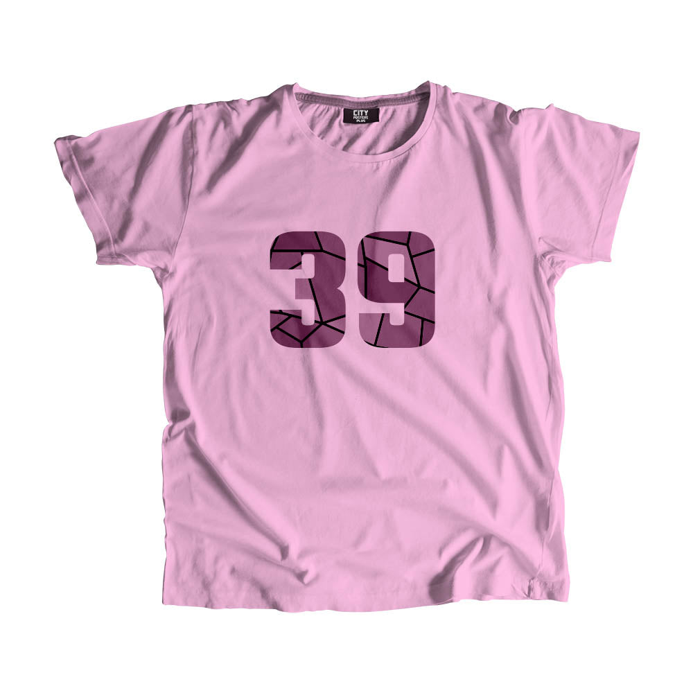 39 Number Men Unisex T-Shirt (Light Pink)