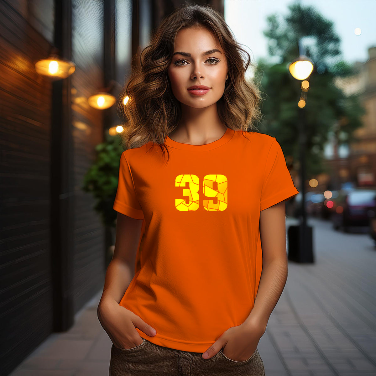 39 Number Women T-Shirt (Orange)