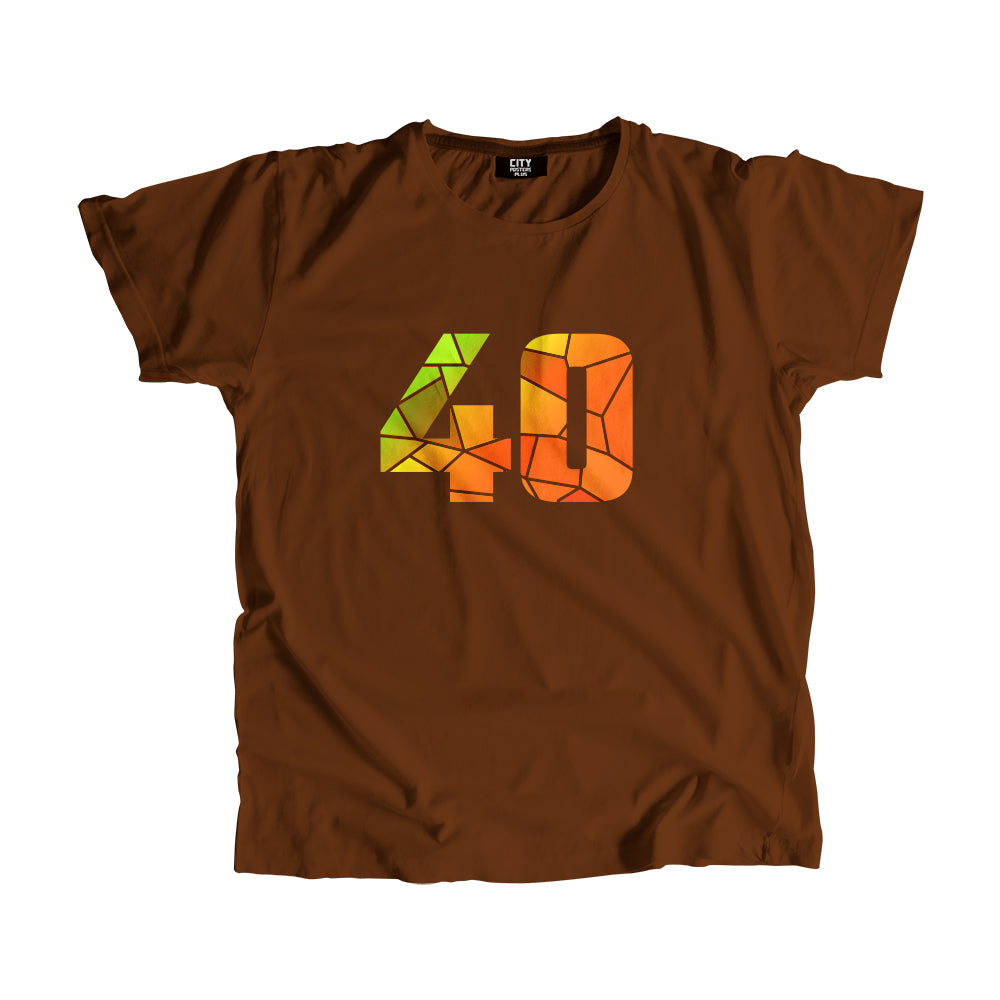 40 Number Men Unisex T-Shirt (Brown)