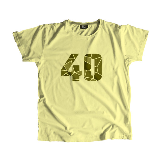 40 Number Men Unisex T-Shirt (Butter Yellow)