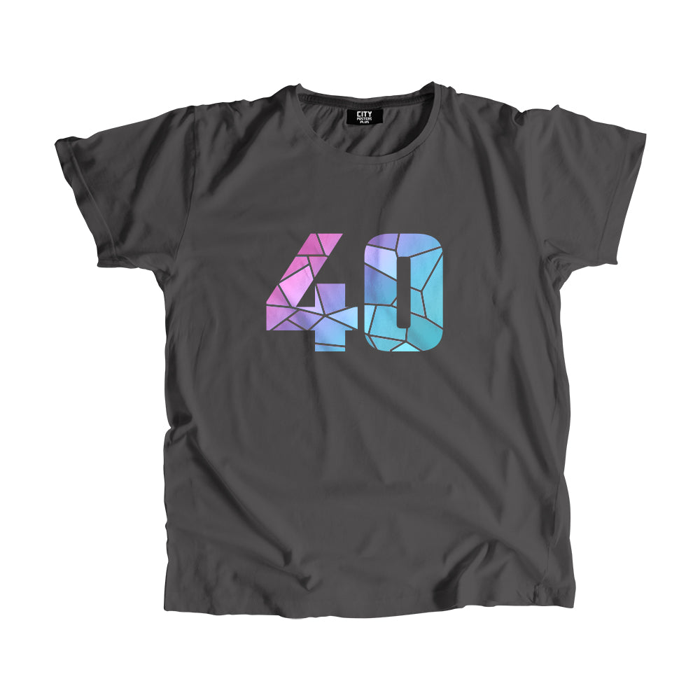 40 Number Men Unisex T-Shirt (Charcoal Grey)