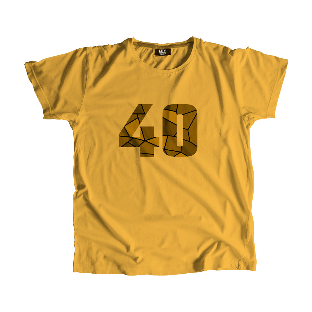 40 Number Men Unisex T-Shirt (Golden Yellow)