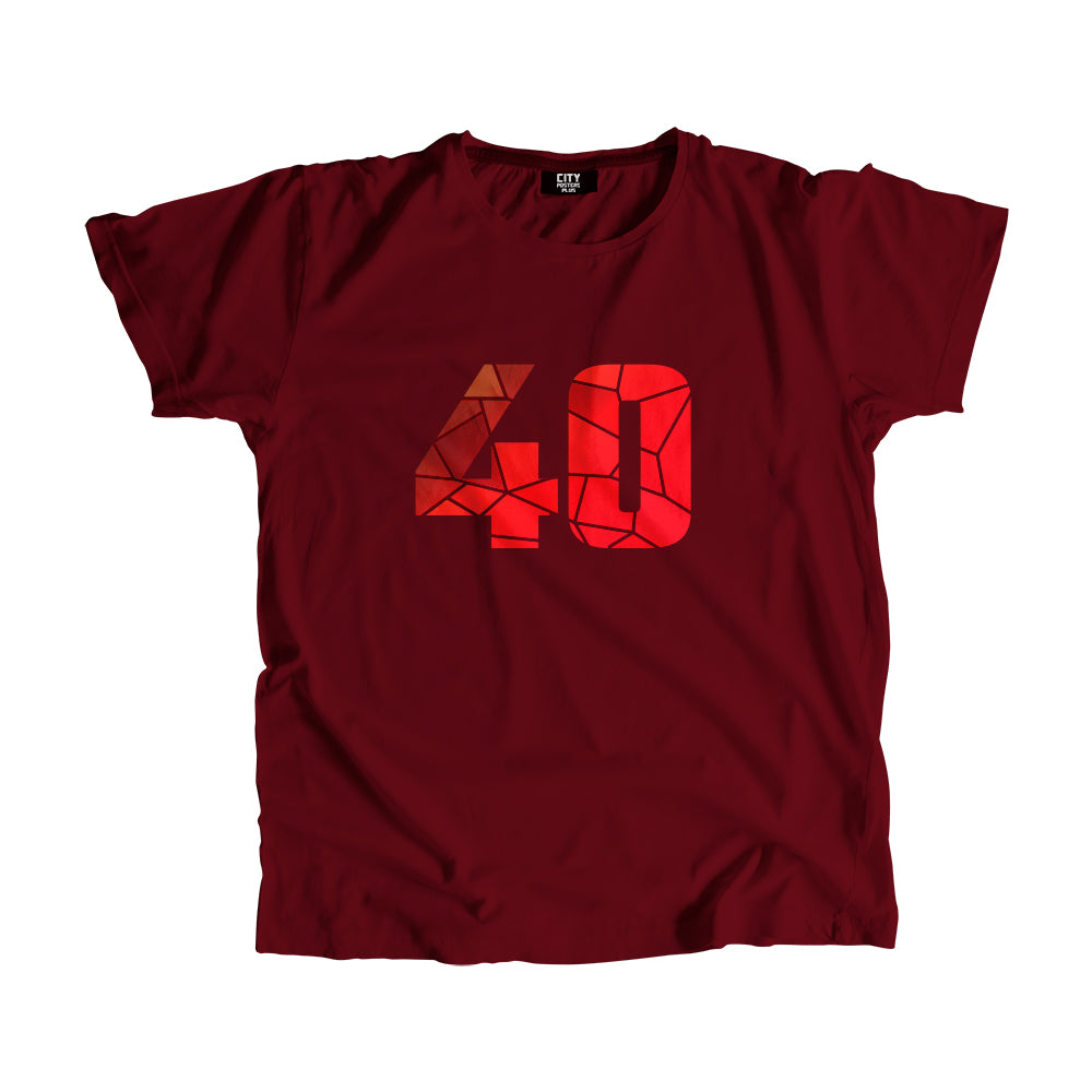 40 Number Men Unisex T-Shirt (Maroon)