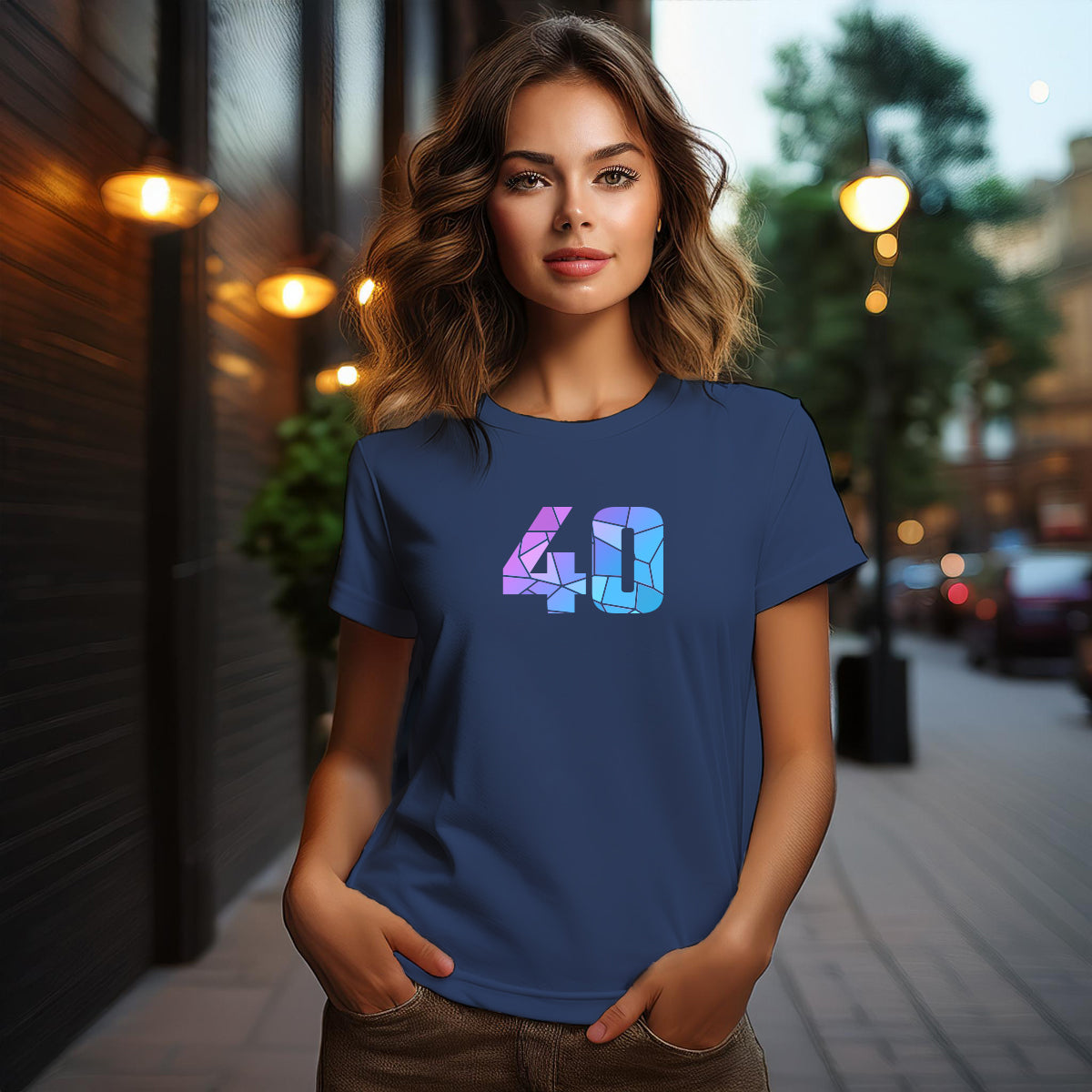 40 Number Women T-Shirt (Navy Blue)
