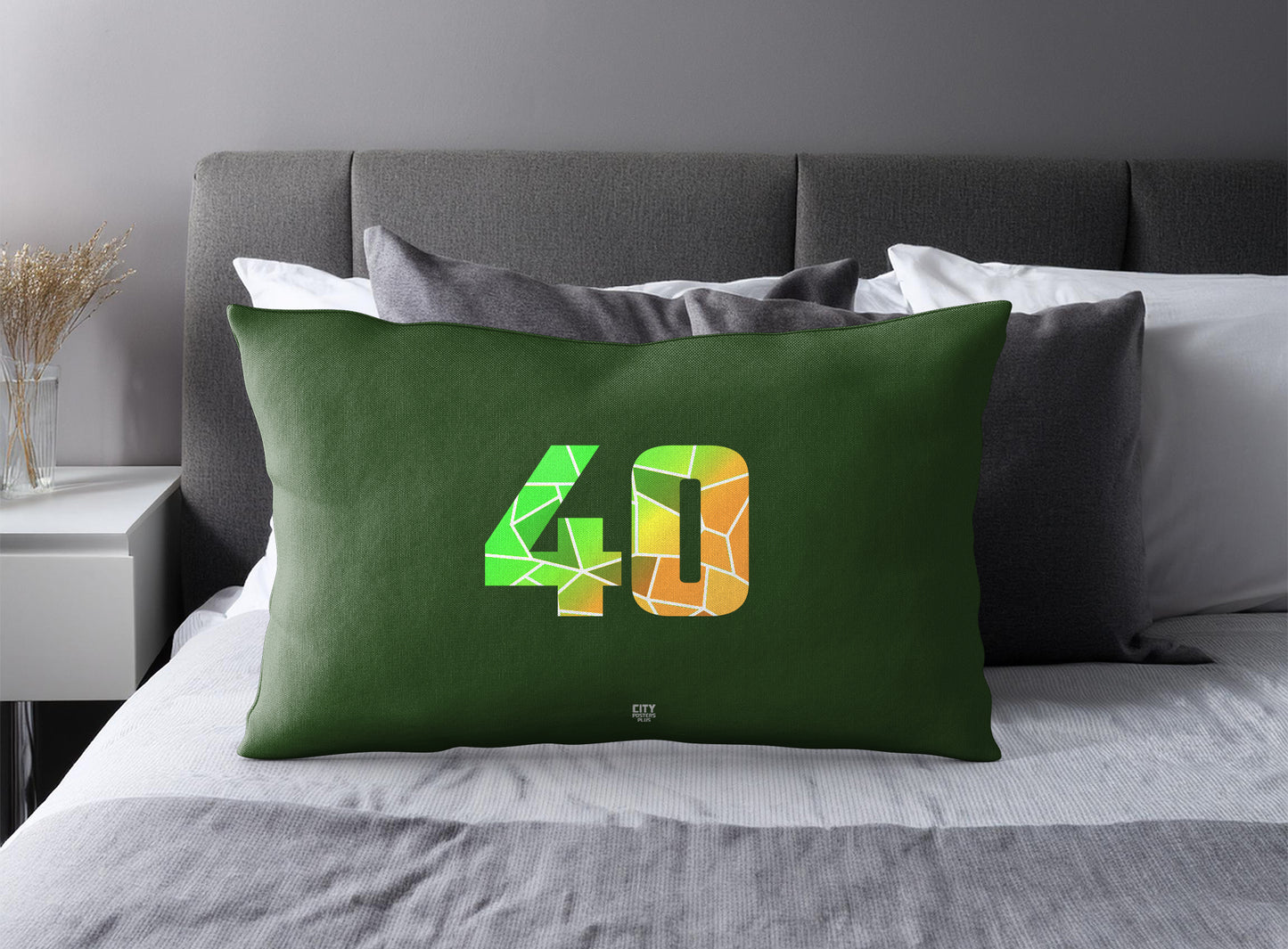 Print Deliver Plus 40 Number Pillow Case and Pillow Throw (Olive Green)