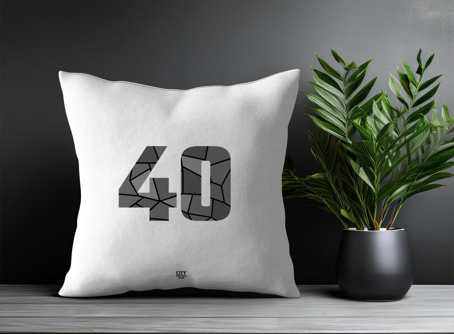 40 Number Pillow Case and Pillow Throw (White)