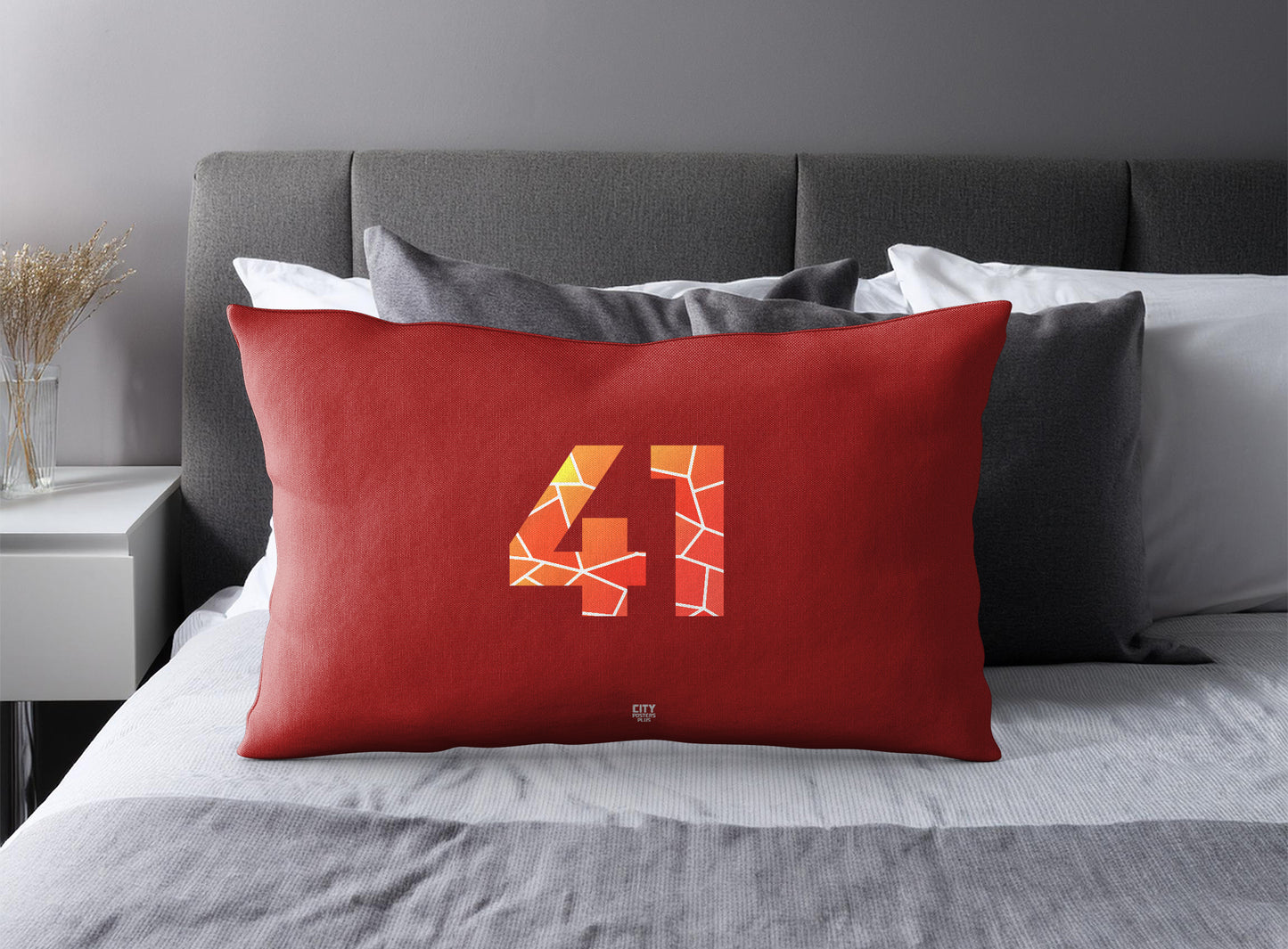 Print Deliver Plus 41 Number Pillow Case and Pillow Throw (Red)