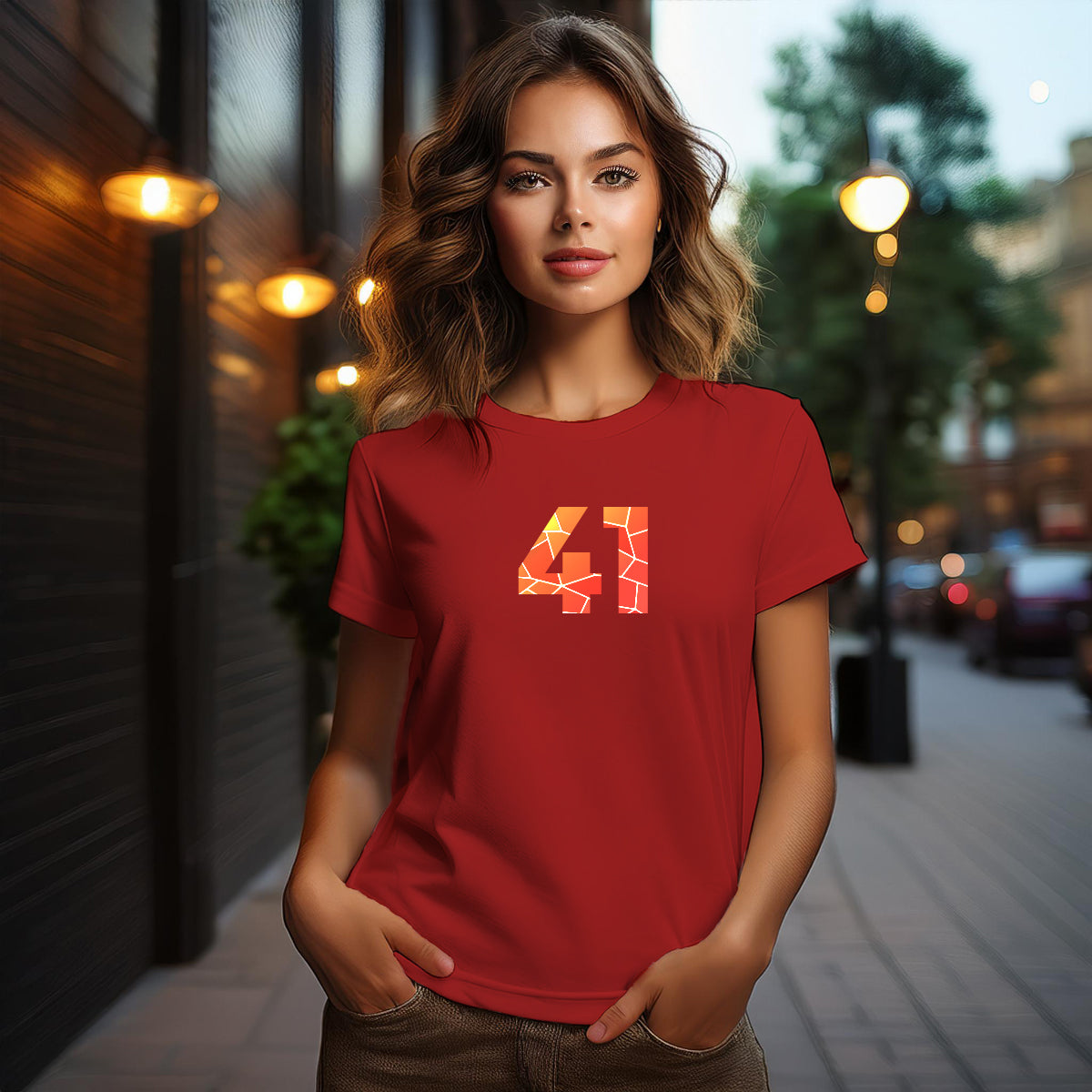 41 Number Women T-Shirt (Red)
