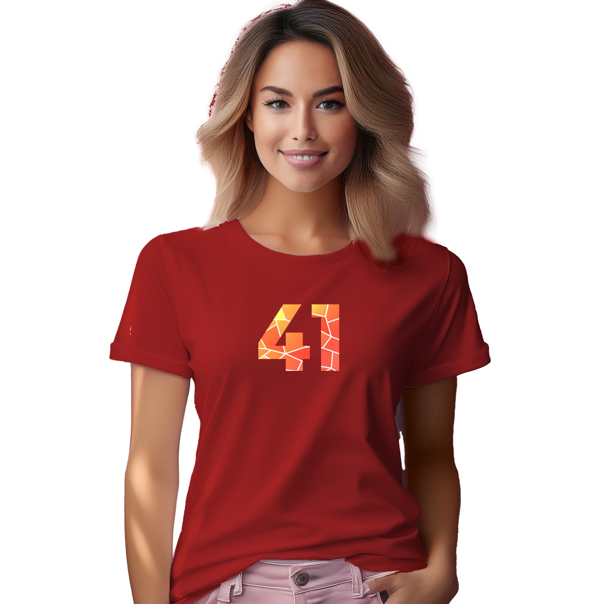 41 Number Women T-Shirt (Red)