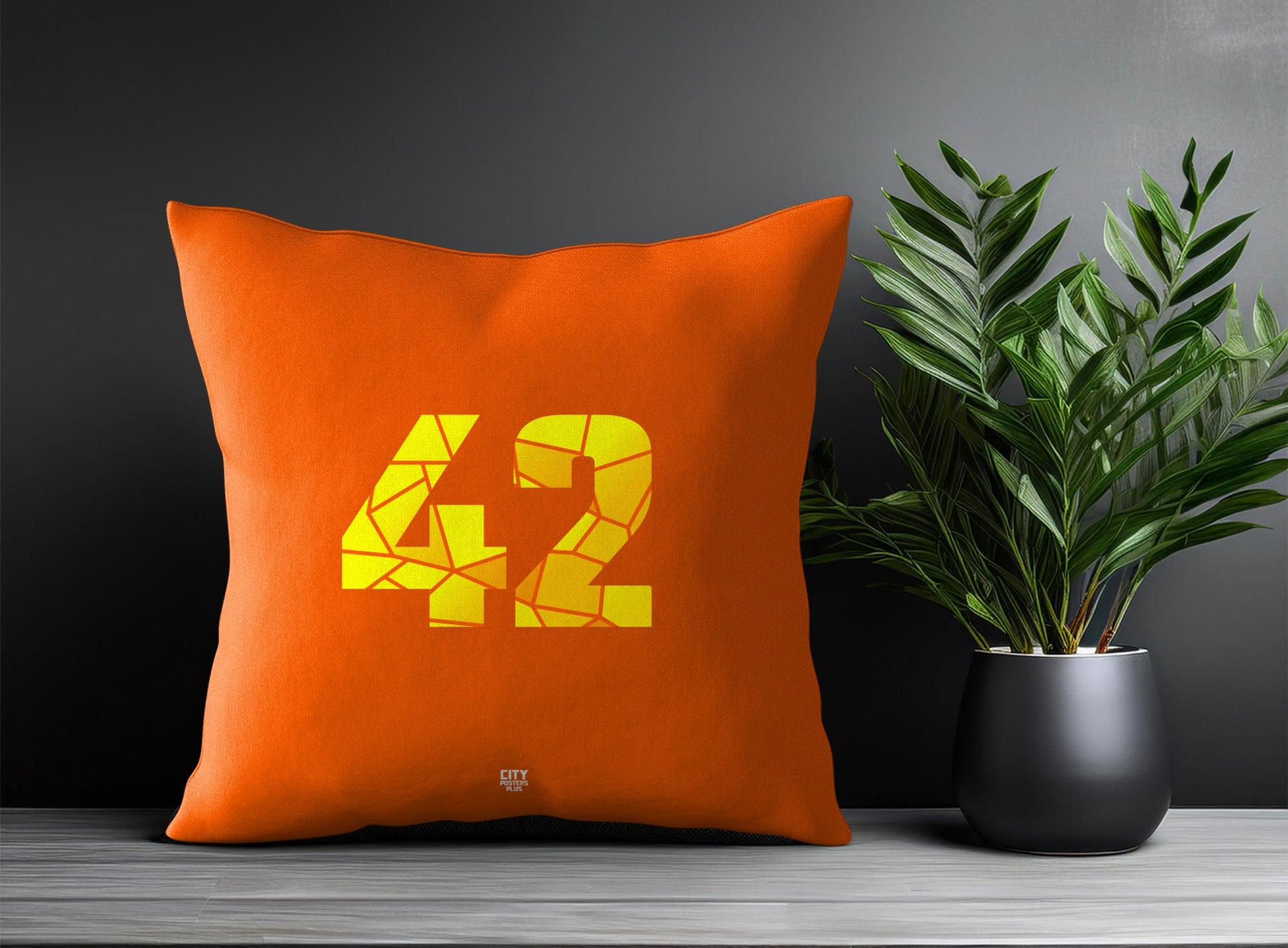 42 Number Pillow Case and Pillow Throw (Orange)