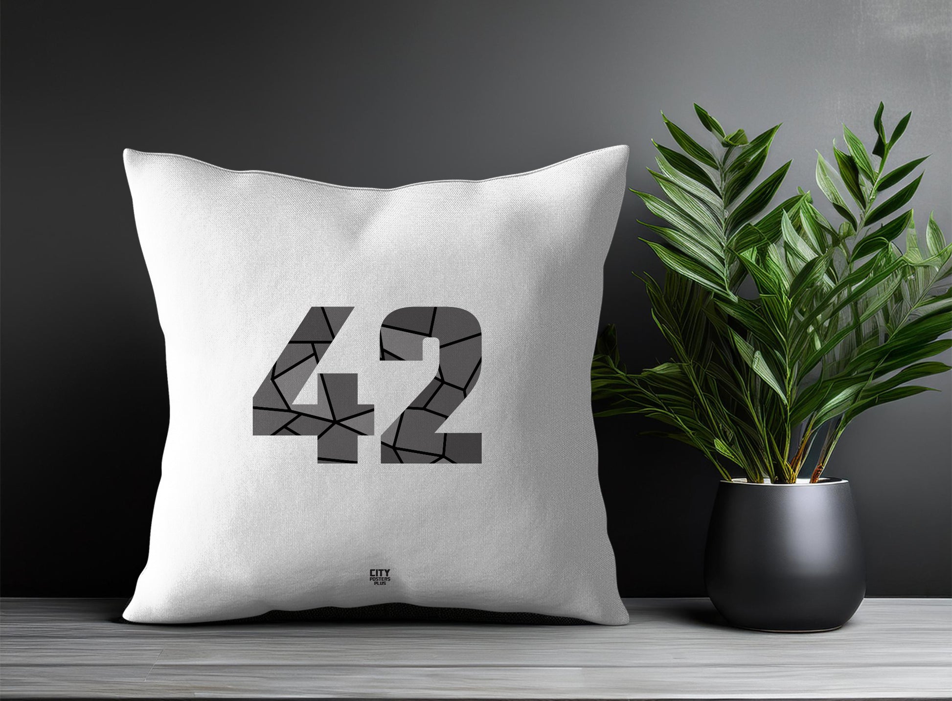 42 Number Pillow Case and Pillow Throw (White)