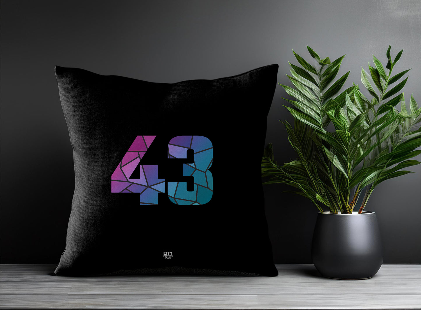 43 Number Pillow Case and Pillow Throw (Black)