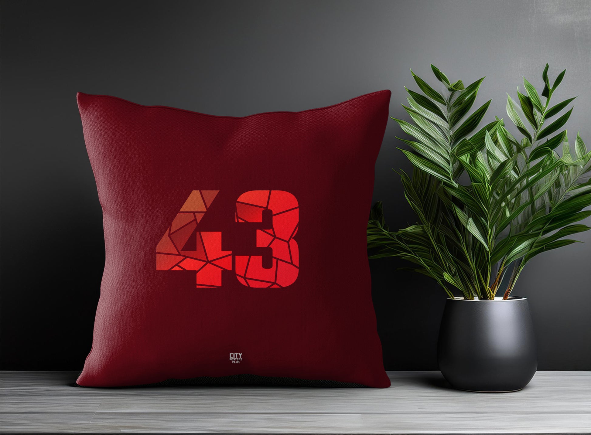 43 Number Pillow Case and Pillow Throw (Maroon)