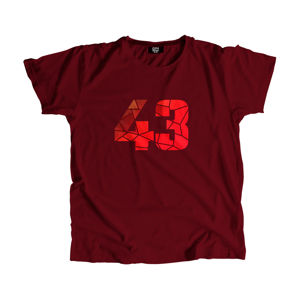 43 Number Men Unisex T-Shirt (Maroon)