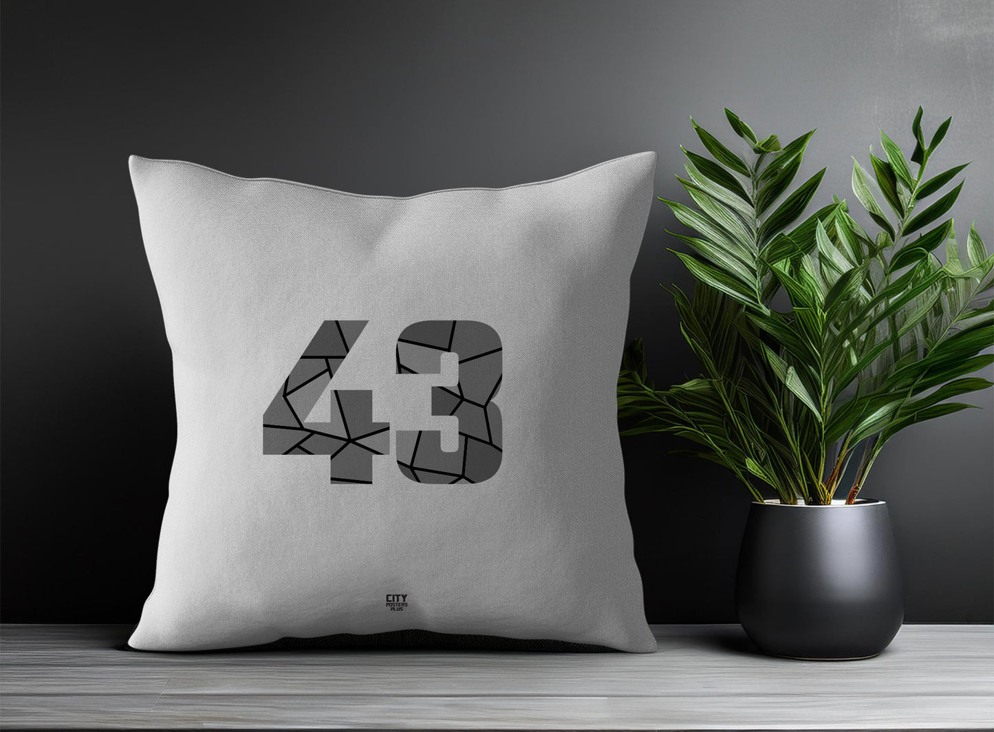 43 Number Pillow Case and Pillow Throw (Melange Grey)