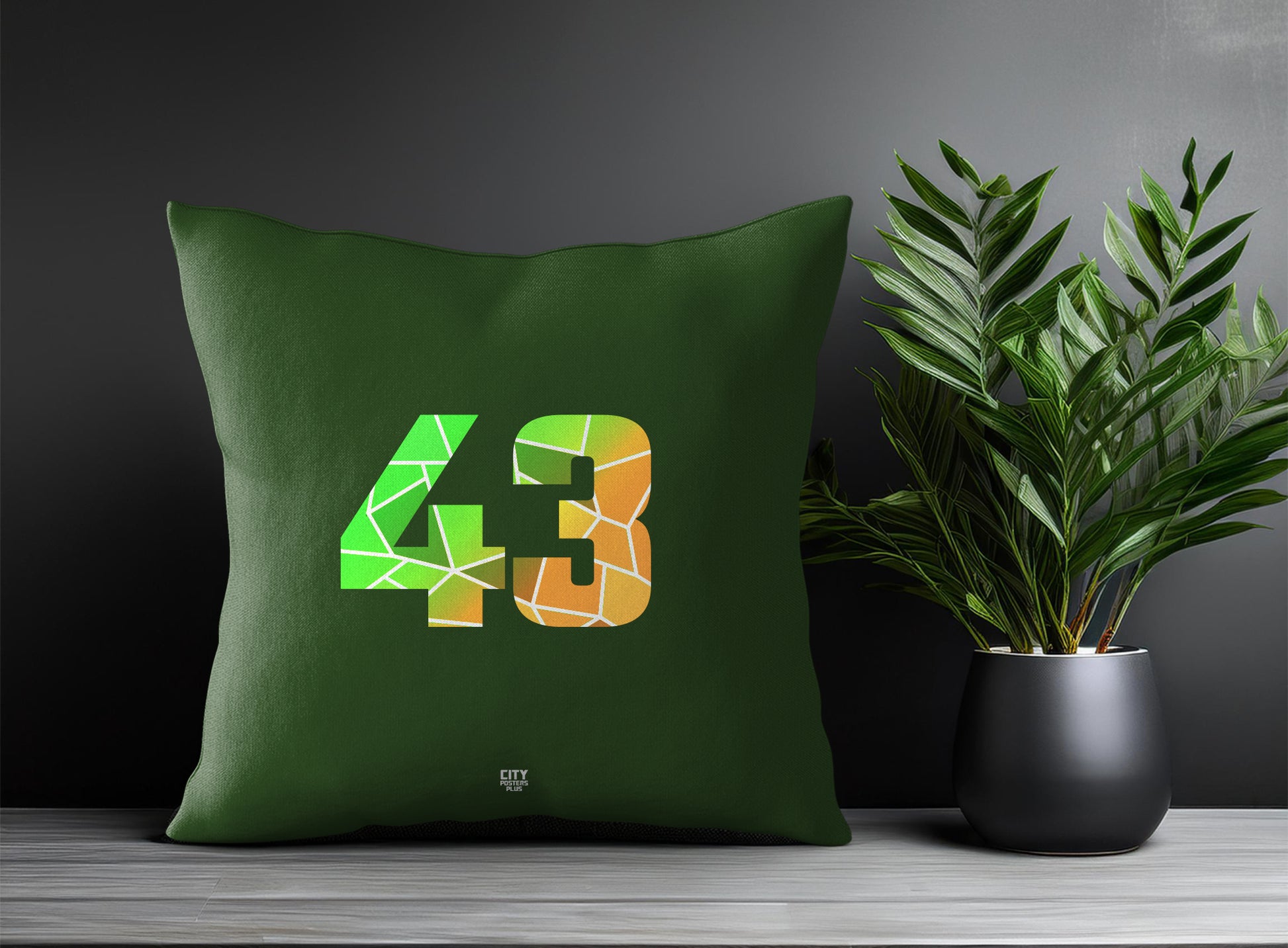 43 Number Pillow Case and Pillow Throw (Olive Green)