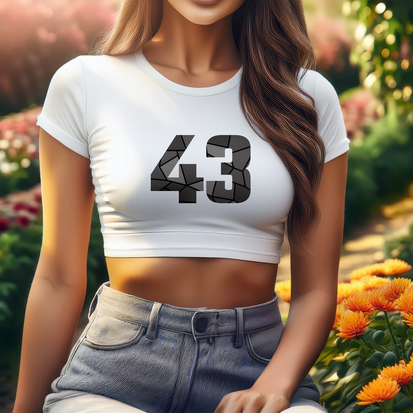 43 Number Women Crop Top (White)