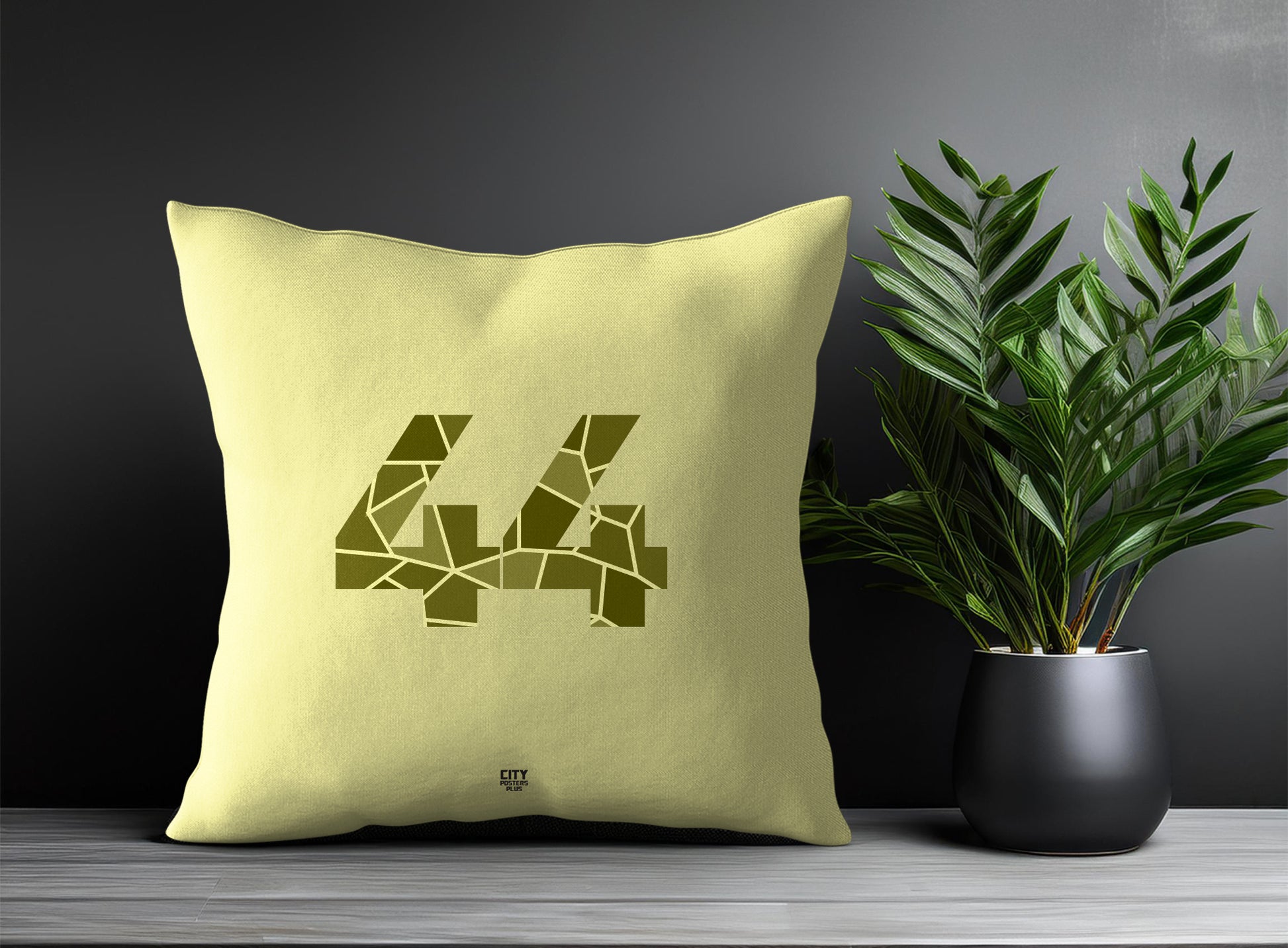 44 Number Pillow Case and Pillow Throw (Butter Yellow)