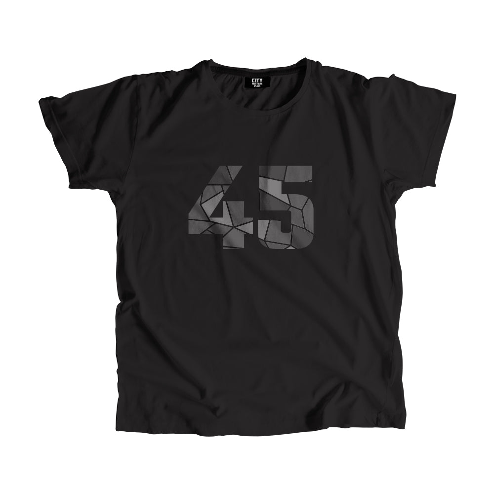 45 Number Men Unisex T-Shirt (Black)