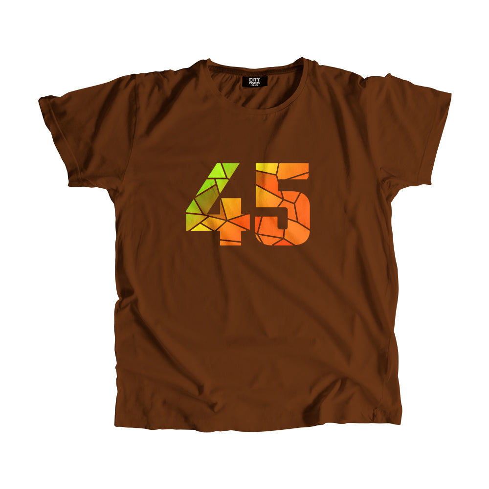 45 Number Men Unisex T-Shirt (Brown)
