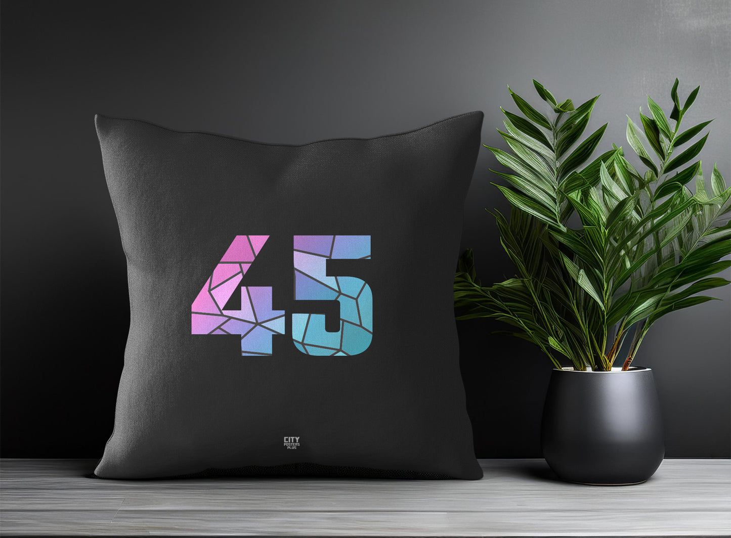 45 Number Pillow Case and Pillow Throw (Charcoal Grey)