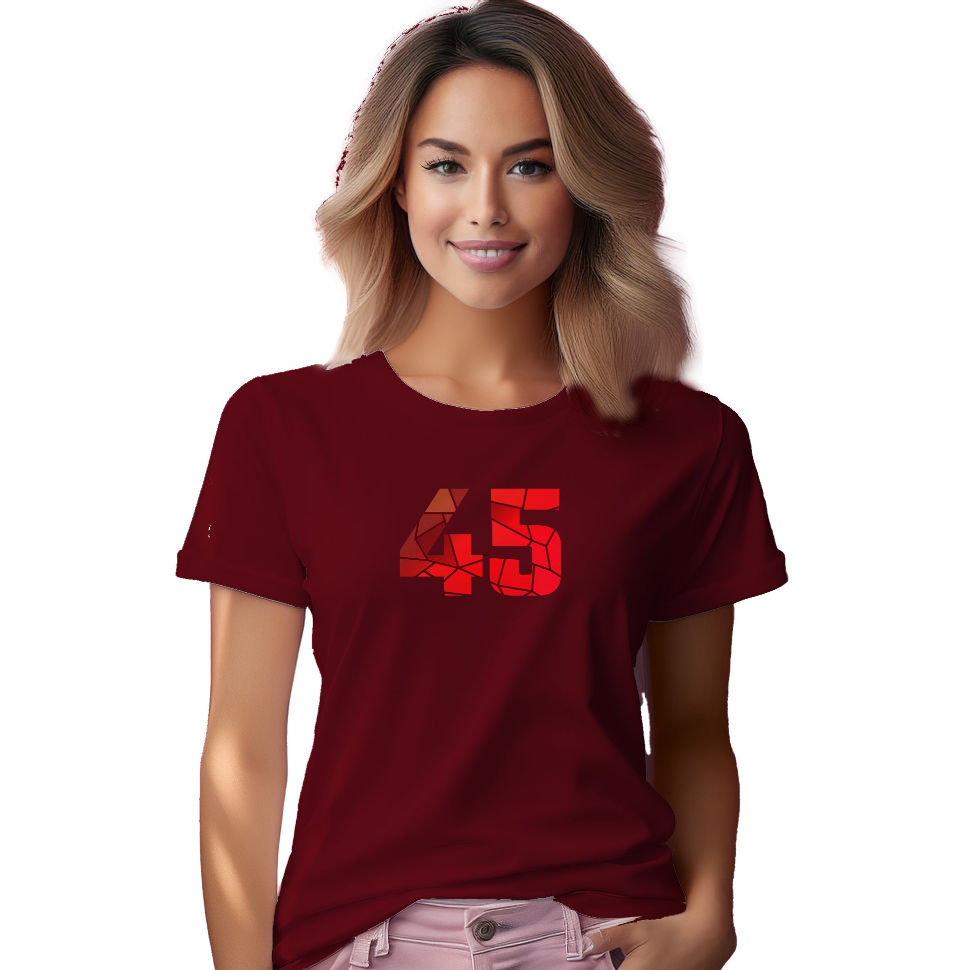 45 Number Women T-Shirt (Maroon)