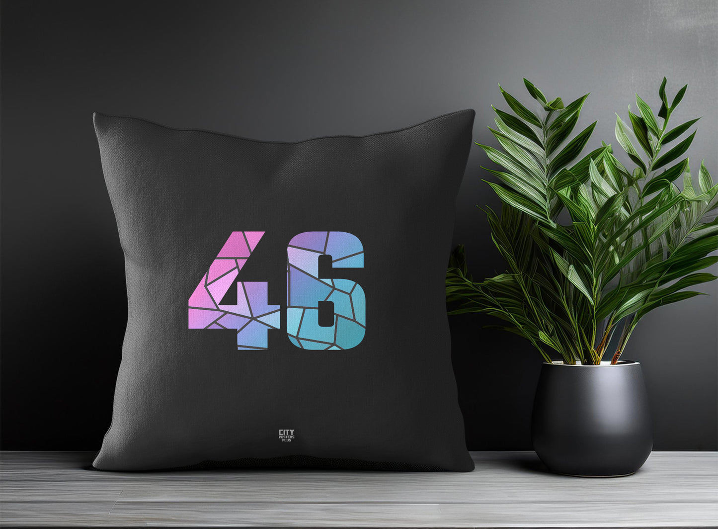 46 Number Pillow Case and Pillow Throw (Charcoal Grey)