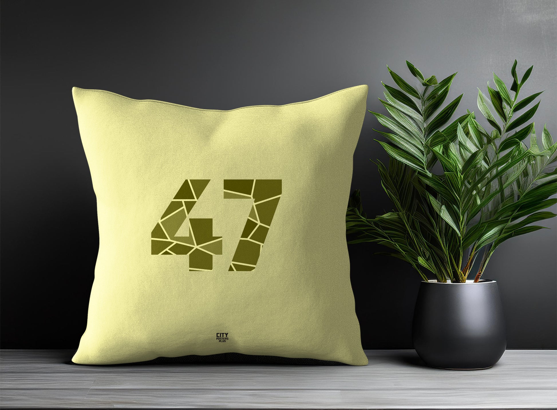 47 Number Pillow Case and Pillow Throw (Butter Yellow)