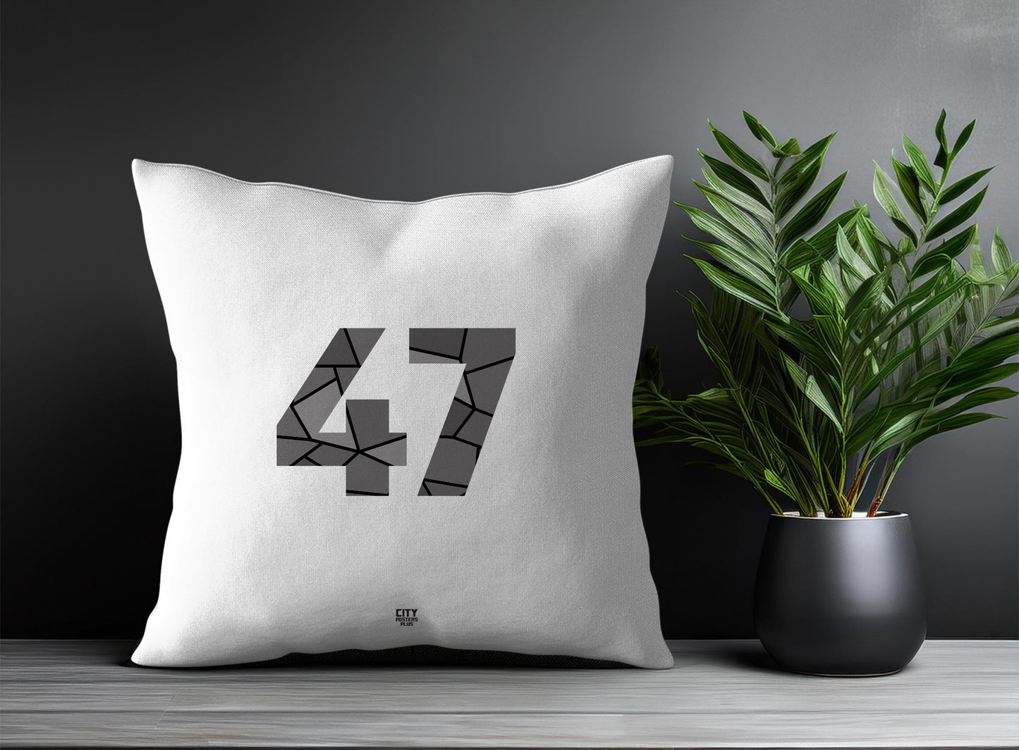 47 Number Pillow Case and Pillow Throw (White)