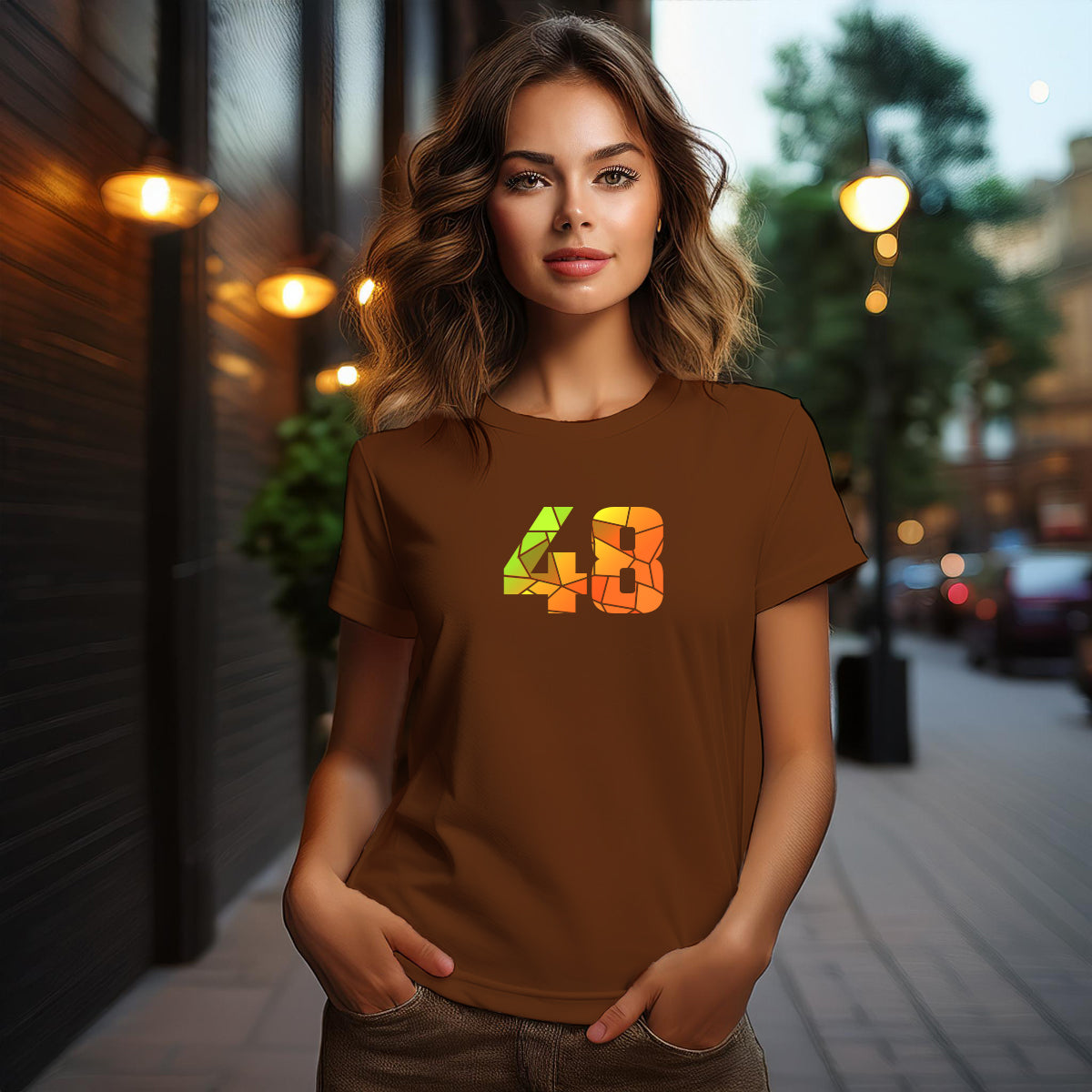 48 Number Women T-Shirt (Brown)