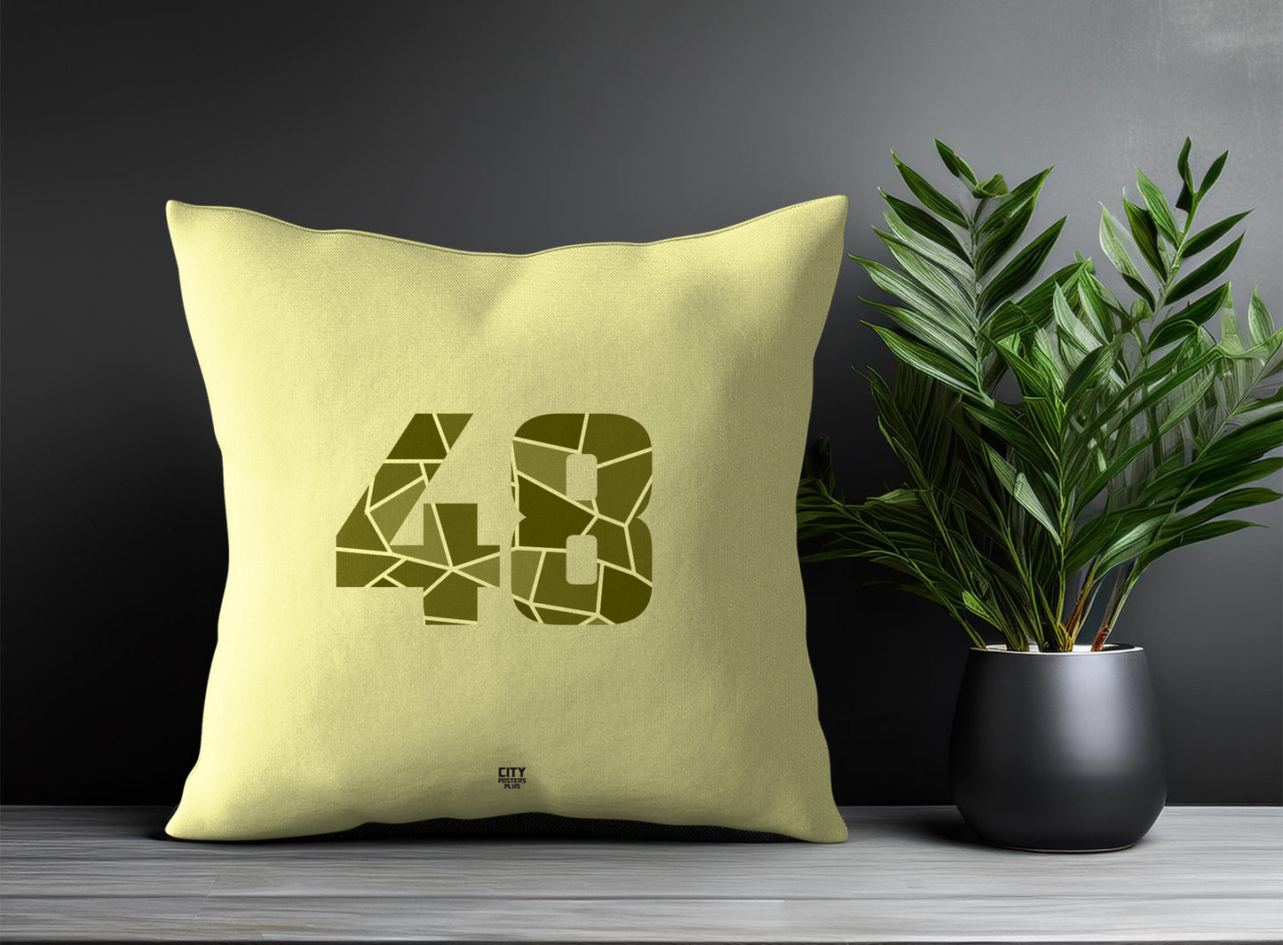 48 Number Pillow Case and Pillow Throw (Butter Yellow)