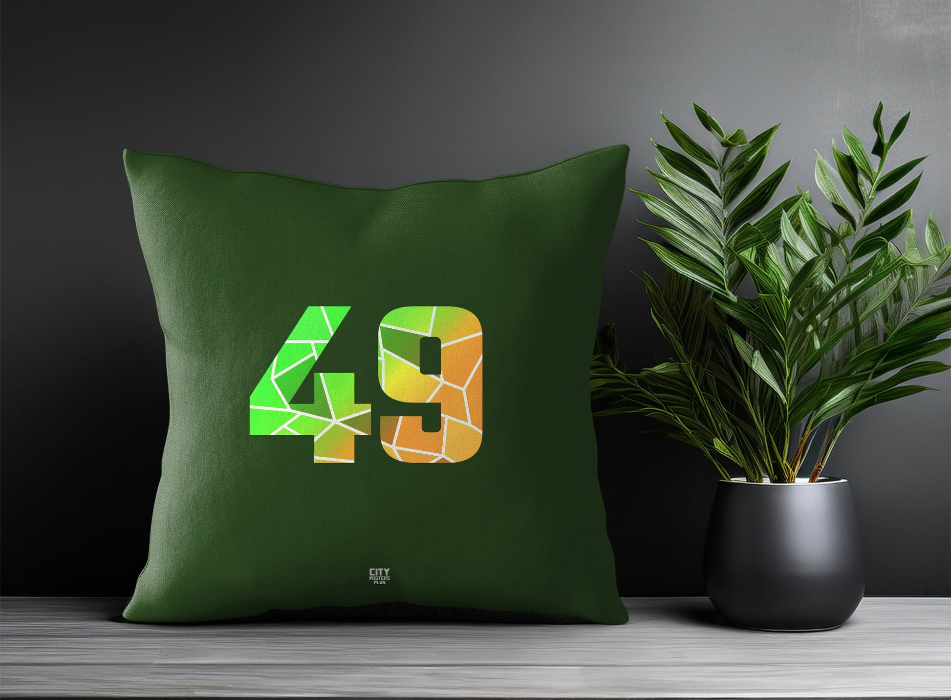 49 Number Pillow Case and Pillow Throw (Olive Green)